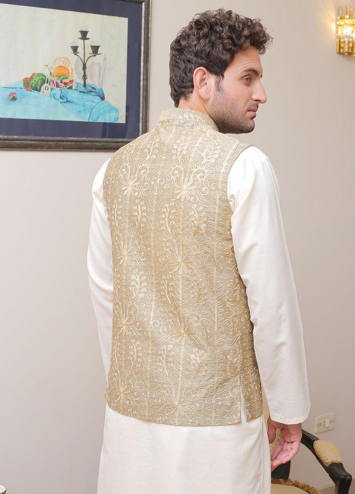 Real Image Raw Silk Formal Waistcoat for Men -  OW - 004 Gold