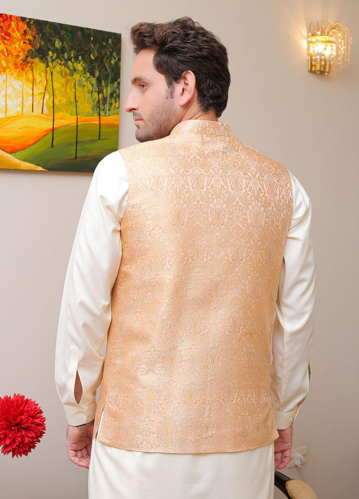 Real Image  Formal Waistcoat for Men -  WP - 141 Peach Gold