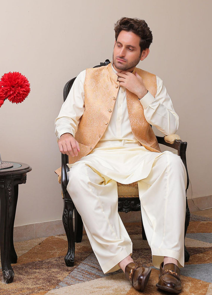 Real Image  Formal Waistcoat for Men -  WP - 141 Peach Gold