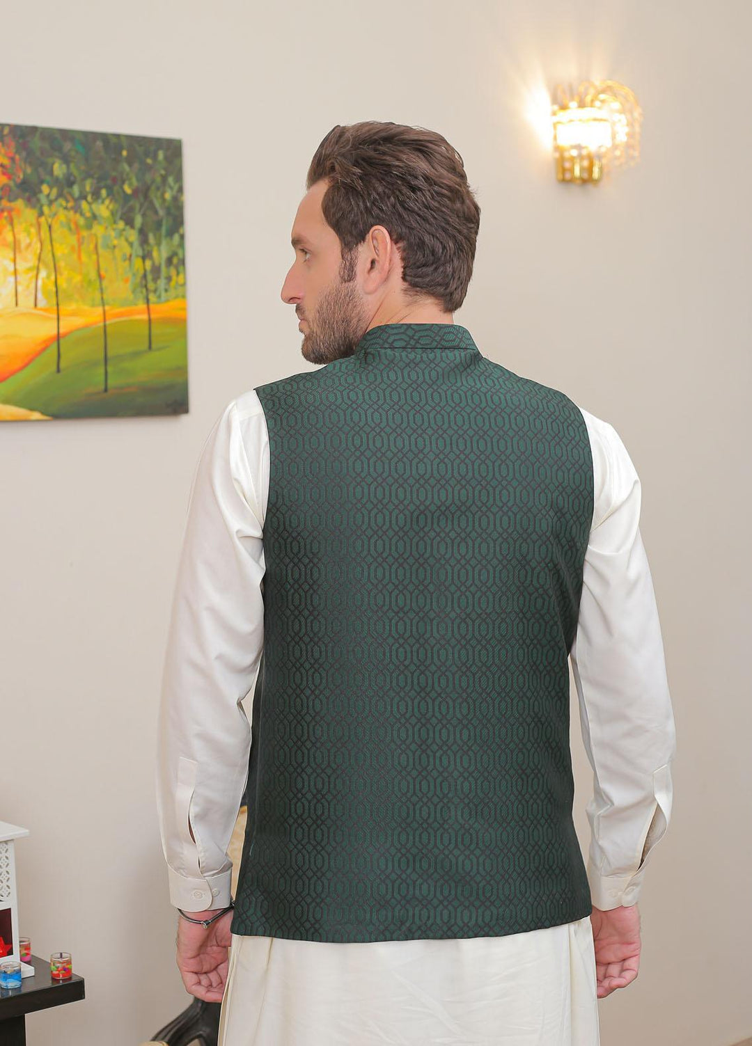Real Image  Formal Waistcoat for Men -  WP - 154 Drk Green