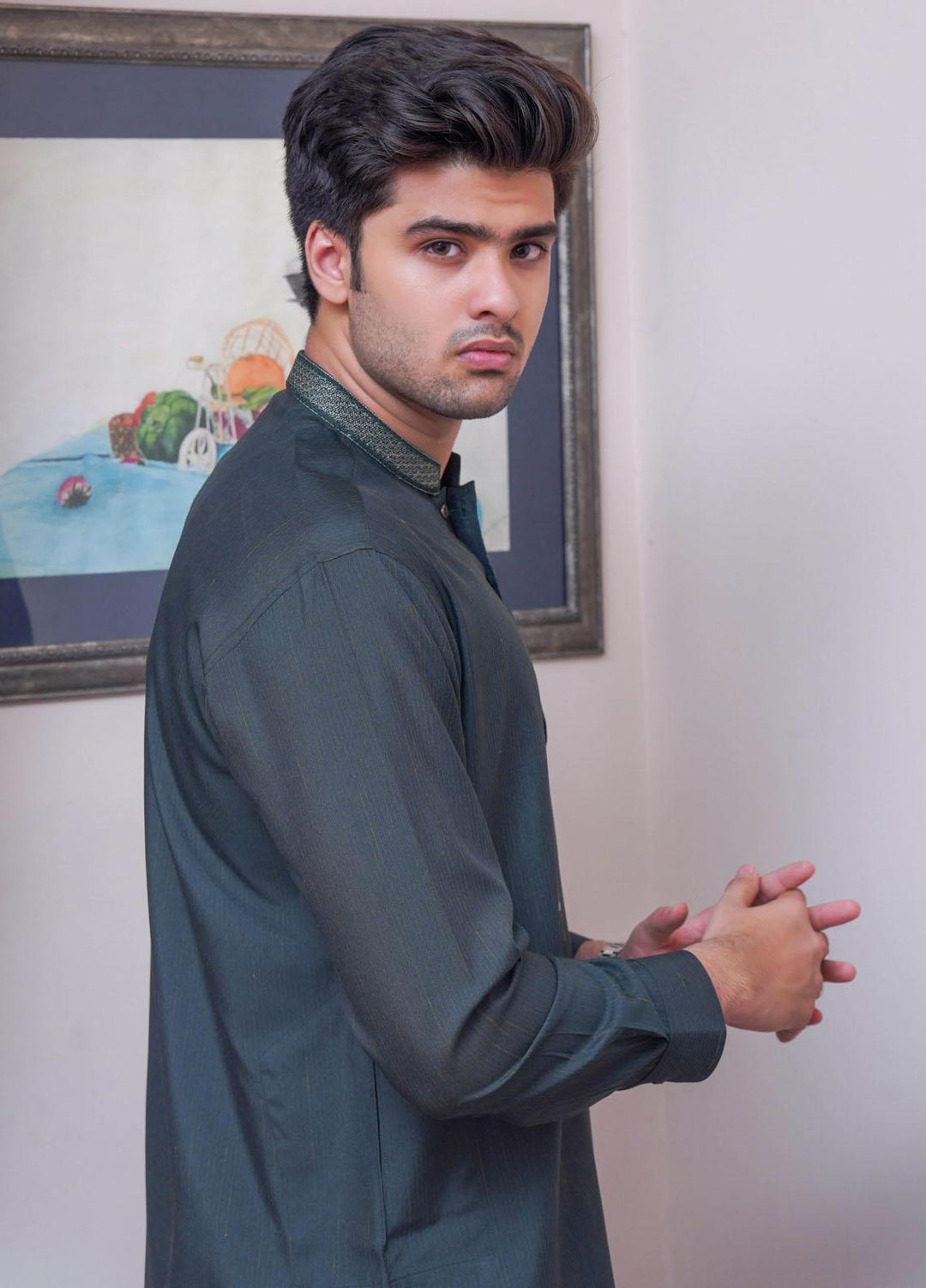 Real Image  Formal Kameez Shalwar for Men -  D-517 Green