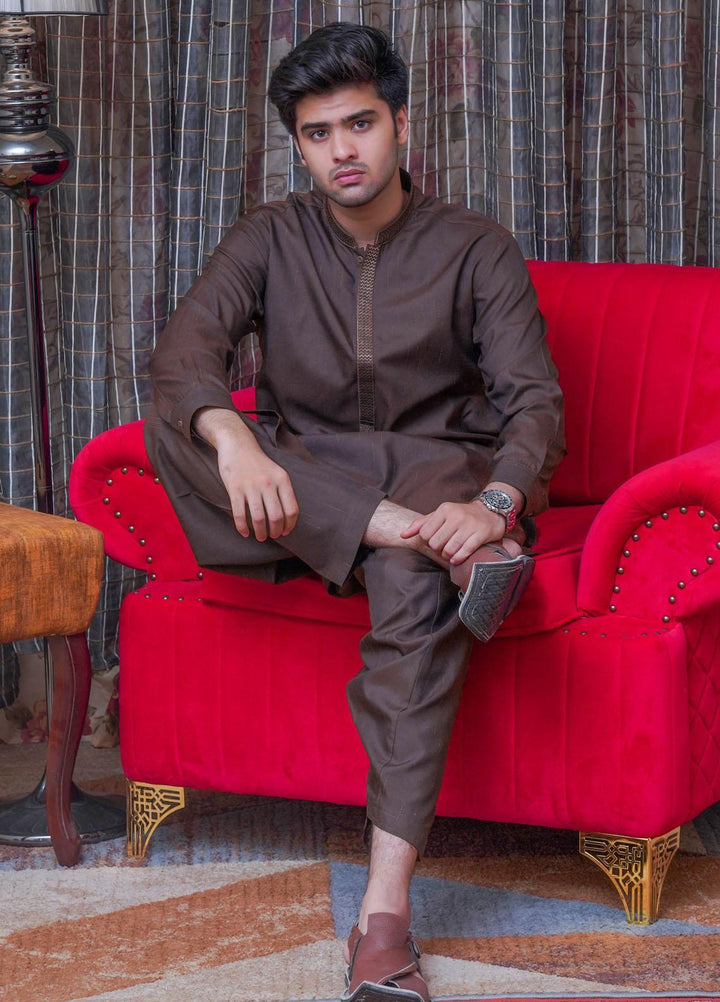 Real Image  Formal Kameez Shalwar for Men -  D-518 Brown
