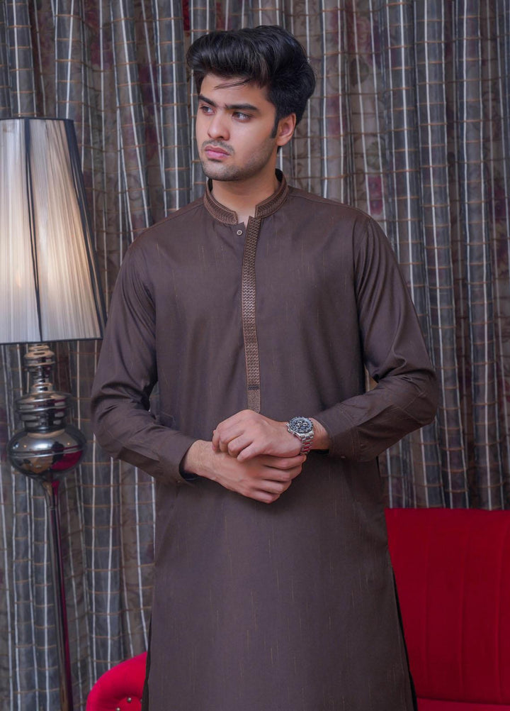 Real Image  Formal Kameez Shalwar for Men -  D-518 Brown
