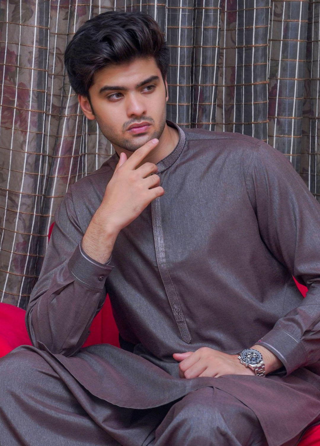 Real Image  Formal Kameez Shalwar for Men -  D-520 Brown