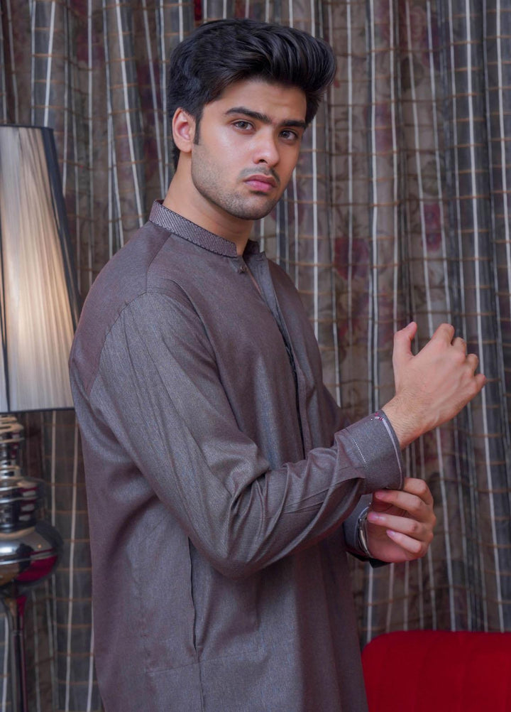 Real Image  Formal Kameez Shalwar for Men -  D-520 Brown