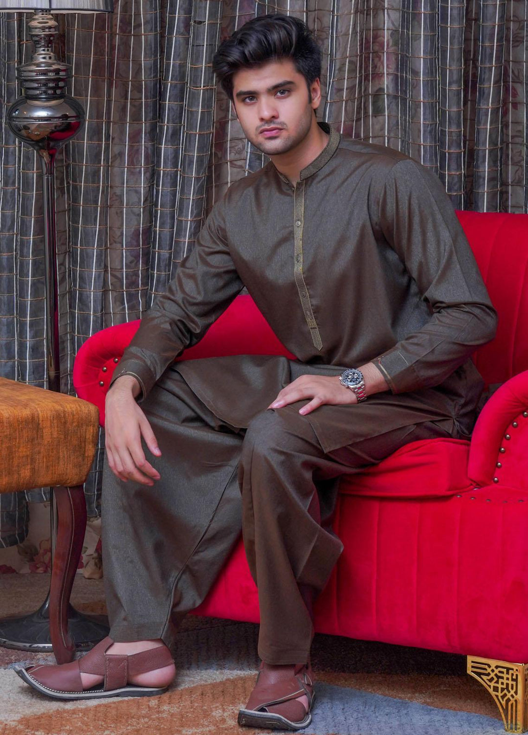 Real Image  Formal Kameez Shalwar for Men -  D-520 Green