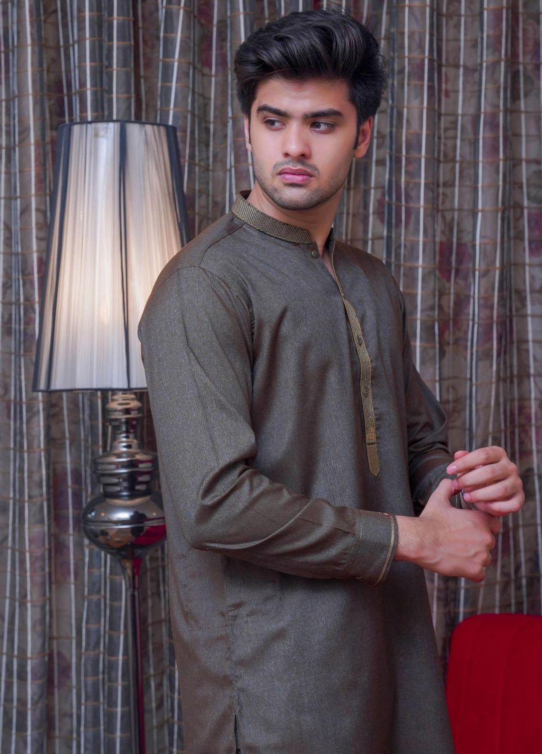 Real Image  Formal Kameez Shalwar for Men -  D-520 Green