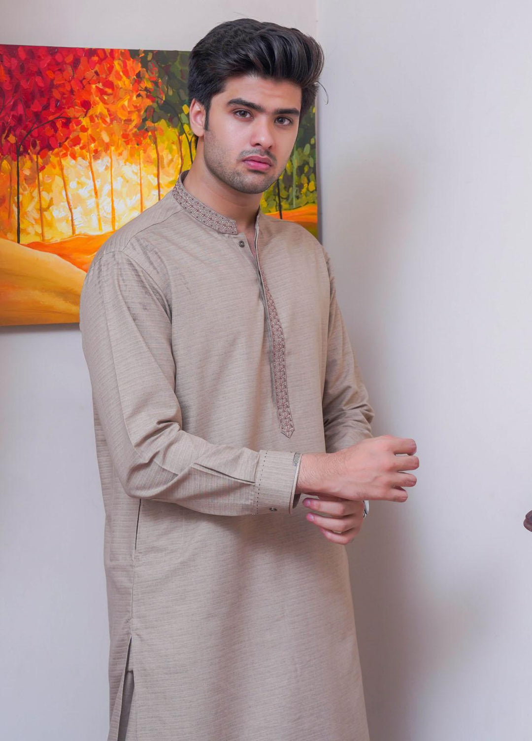 Real Image  Formal Kameez Shalwar for Men -  D-521 Gold