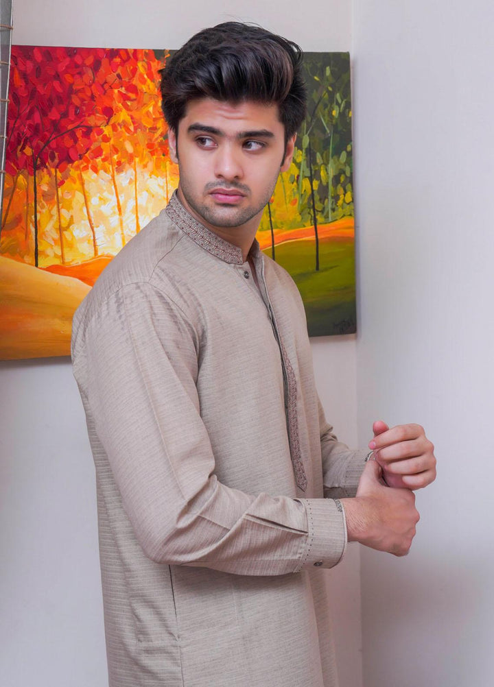 Real Image  Formal Kameez Shalwar for Men -  D-521 Gold