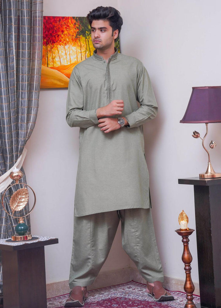 Real Image  Formal Kameez Shalwar for Men -  D-521 Green