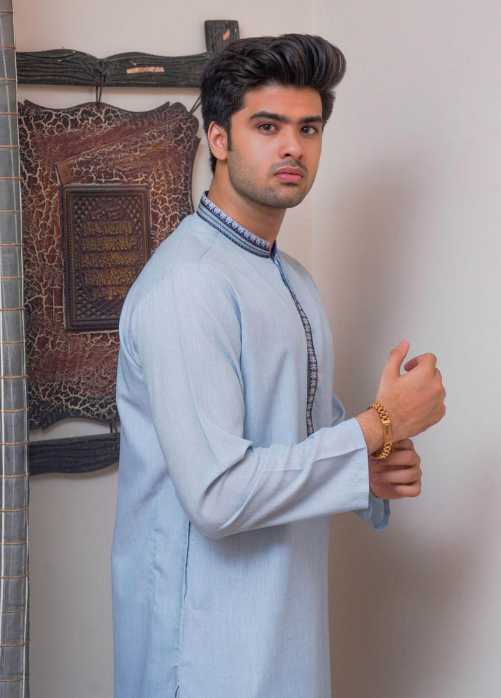 Real Image Blended Formal Men Kurta -  D-424 Blue