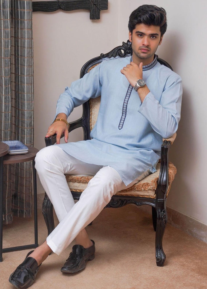 Real Image Blended Formal Men Kurta -  D-424 Blue