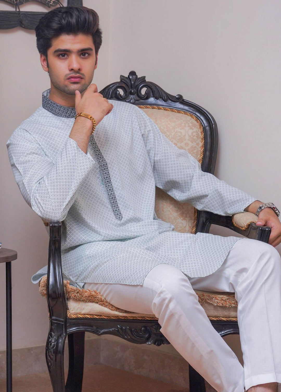 Real Image Blended Formal Kurta for Men -  D-440 Green