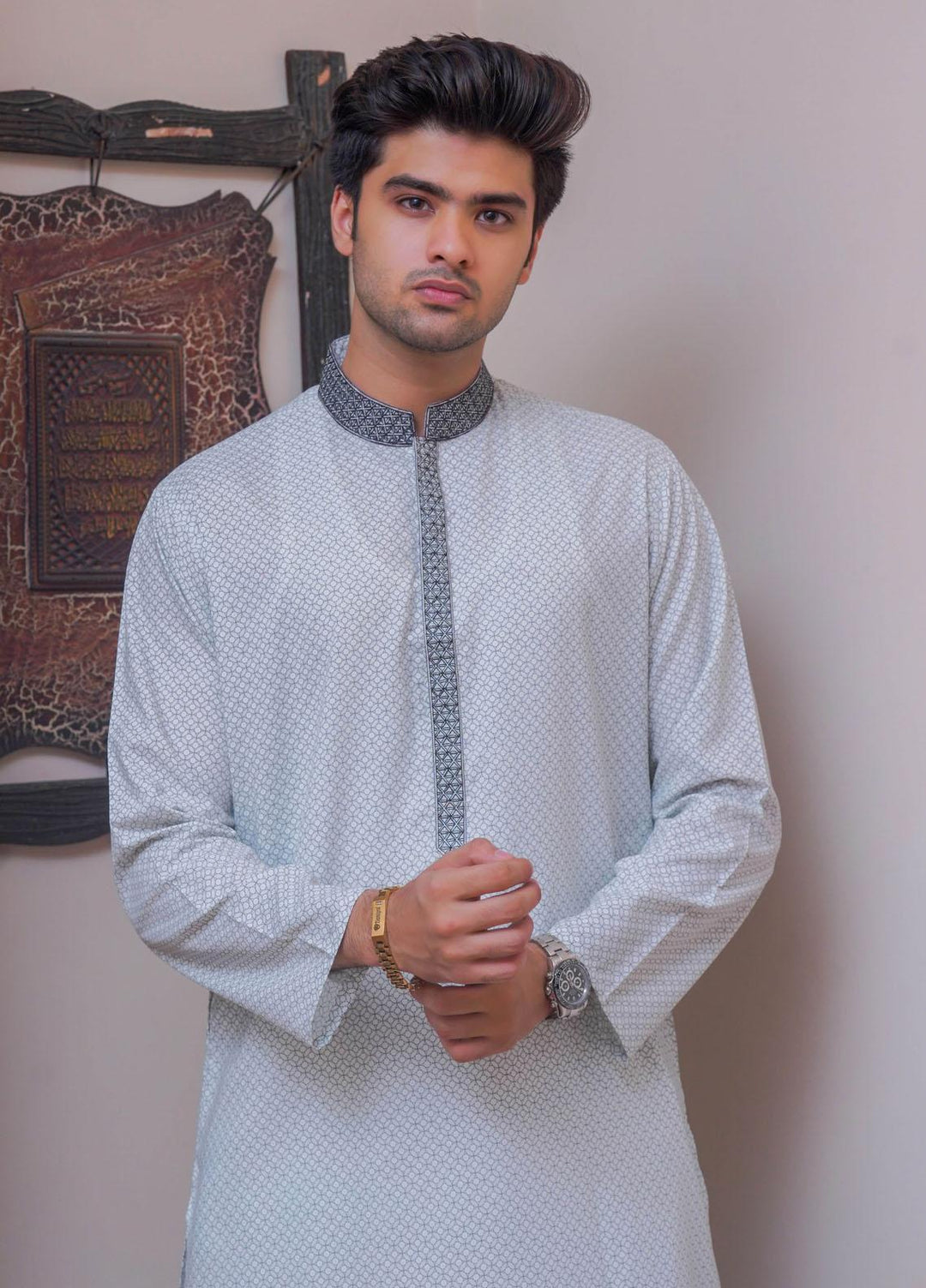 Real Image Blended Formal Kurta for Men -  D-440 Green