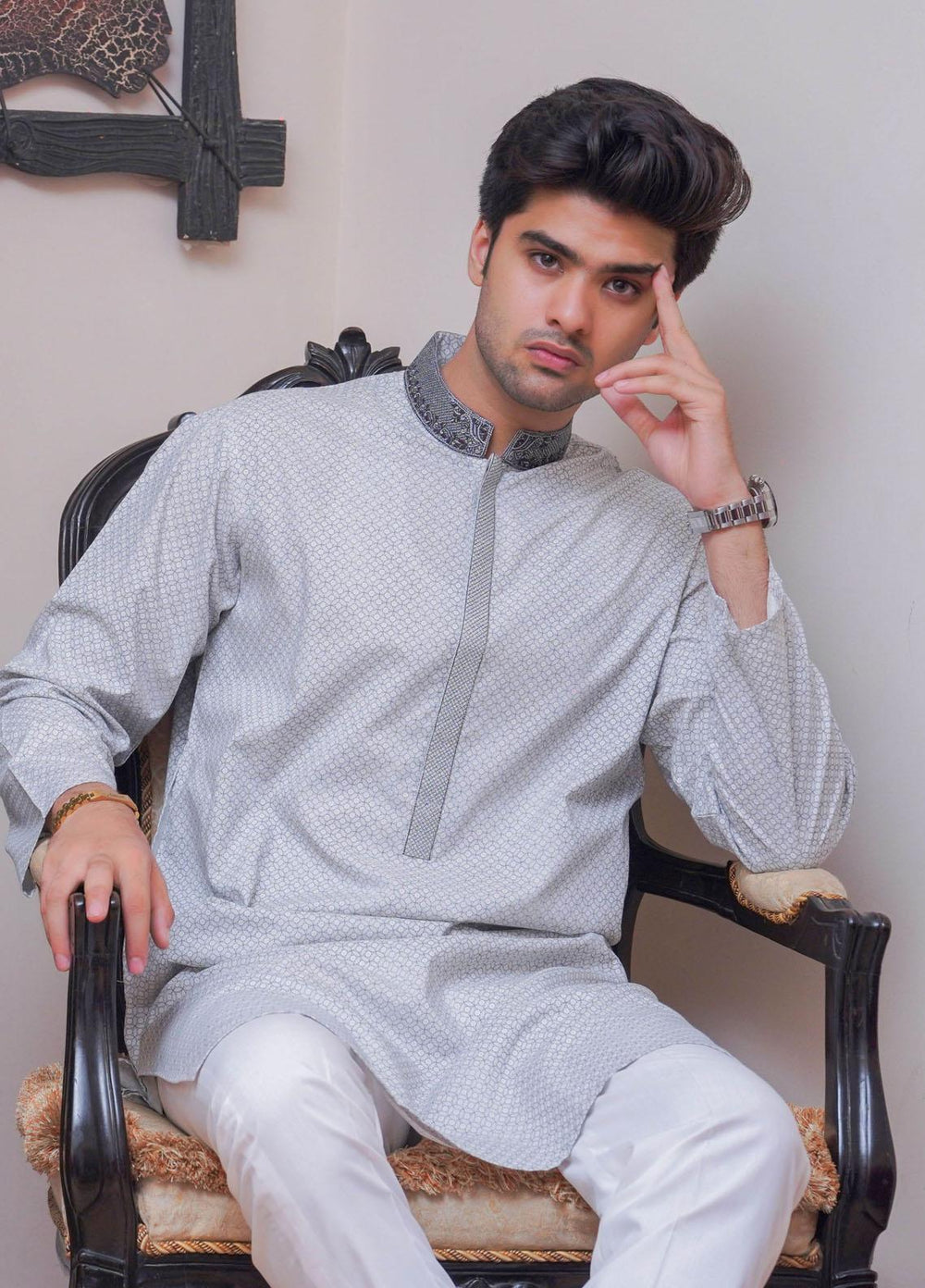 Real Image Blended Formal Men Kurta -  D-440B Grey