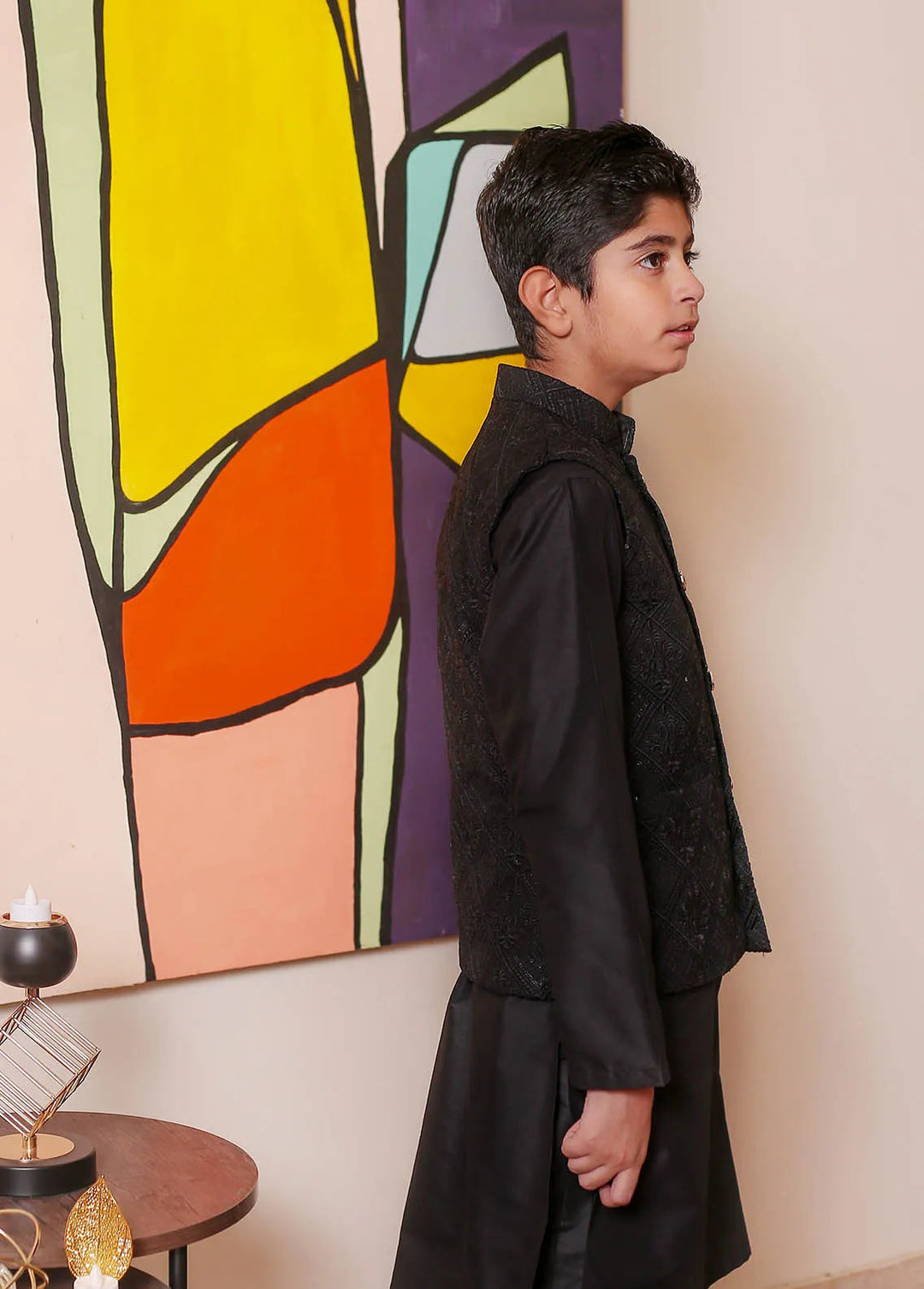 Real Image Raw Silk Formal Boys Fancy Waistcoat - OKW-044