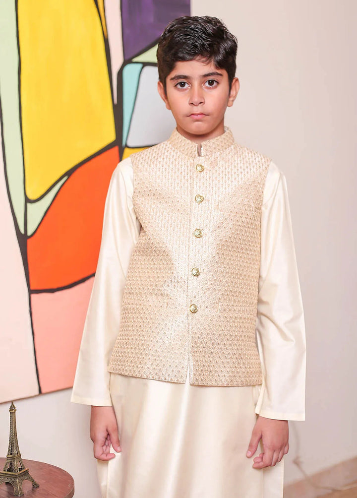 Real Image Raw Silk Formal Boys Fancy Waistcoat - OKW-049