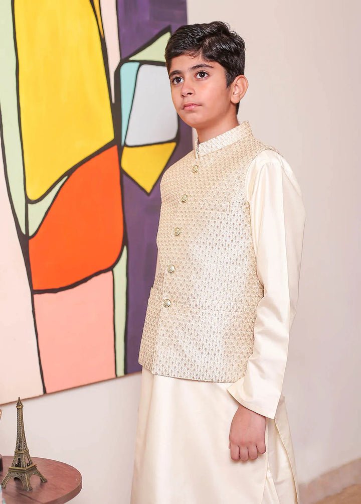 Real Image Raw Silk Formal Boys Fancy Waistcoat - OKW-049
