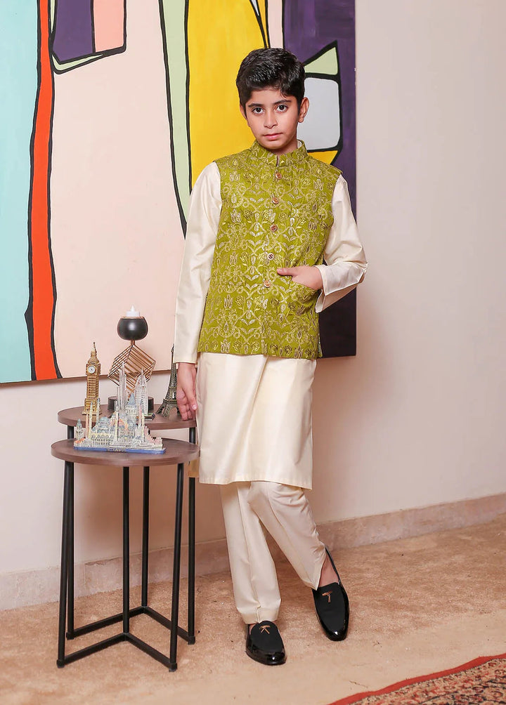 Real Image Raw Silk Formal Boys Fancy Waistcoat - OKW-050