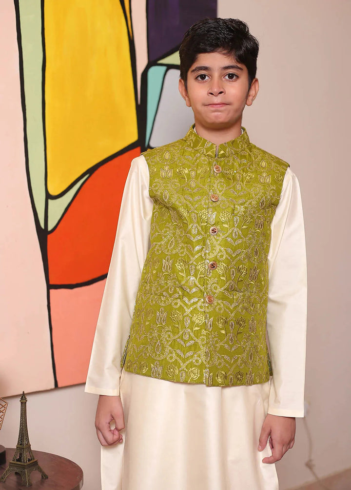 Real Image Raw Silk Formal Boys Fancy Waistcoat - OKW-050