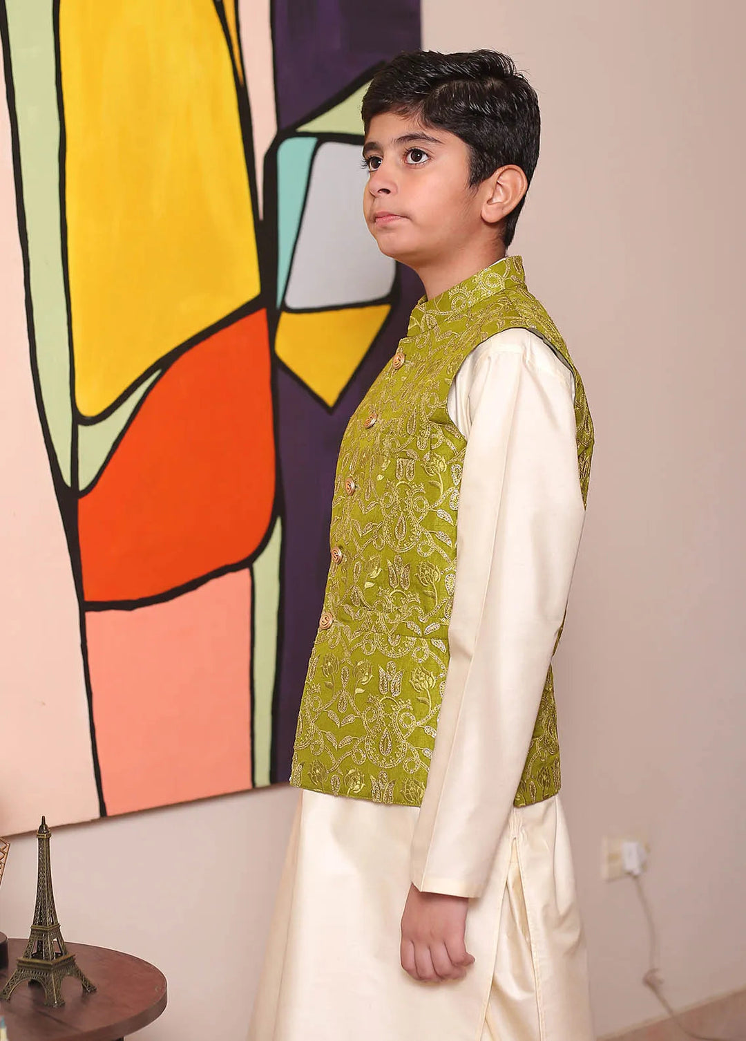 Real Image Raw Silk Formal Boys Fancy Waistcoat - OKW-050