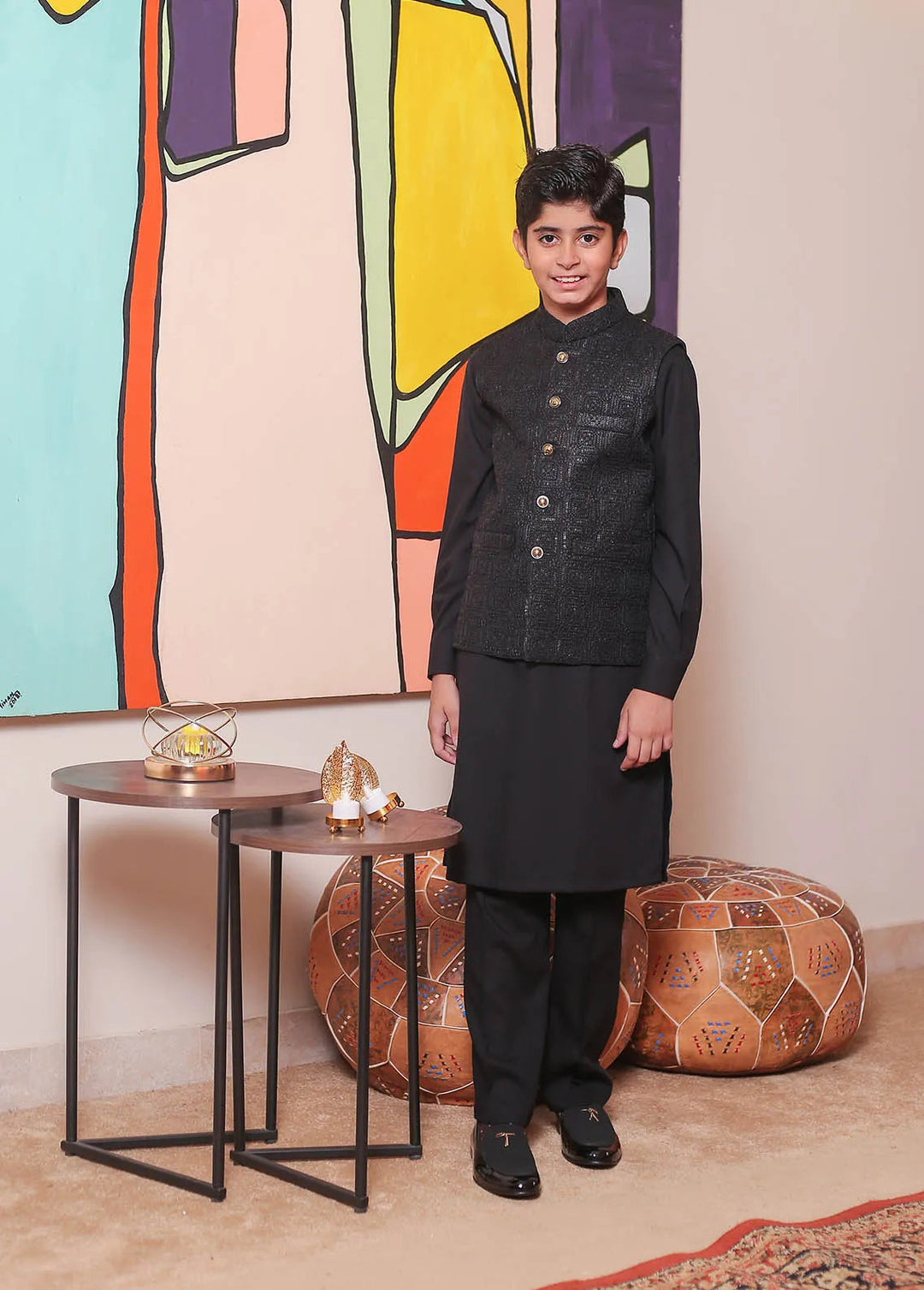 Real Image Raw Silk Formal Boys Fancy Waistcoat - OKW-124