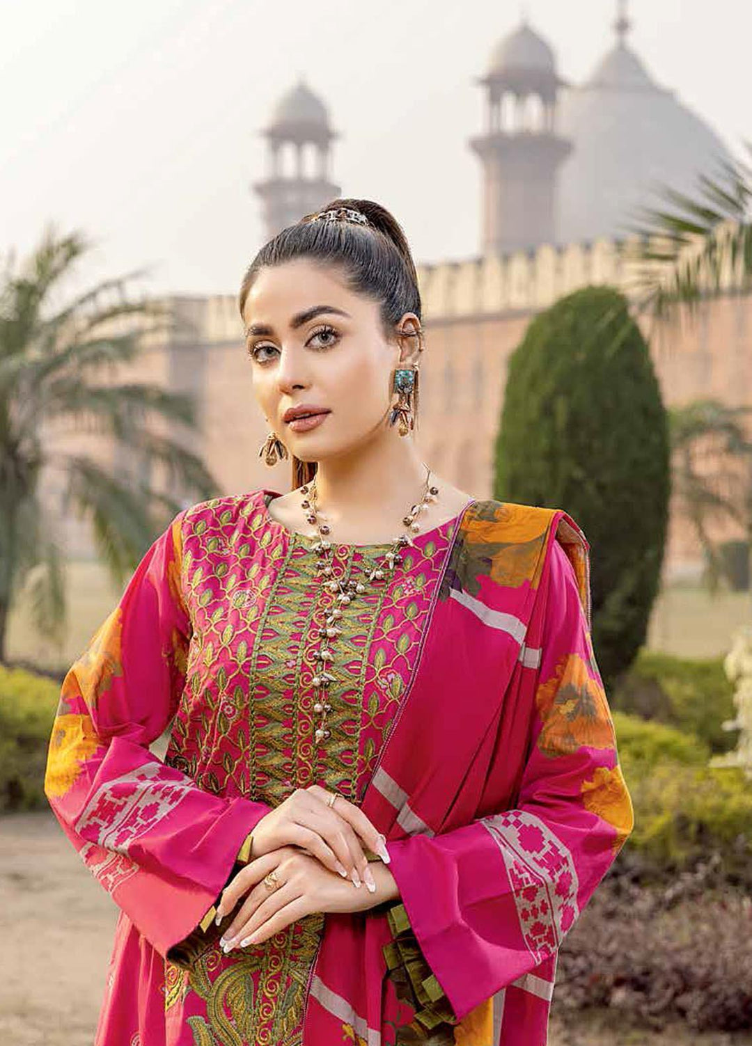 Red Series by Charizma Embroidered Lawn Suits Unstitched 3 Piece CRZ22RS RC-02-B - Summer Collection