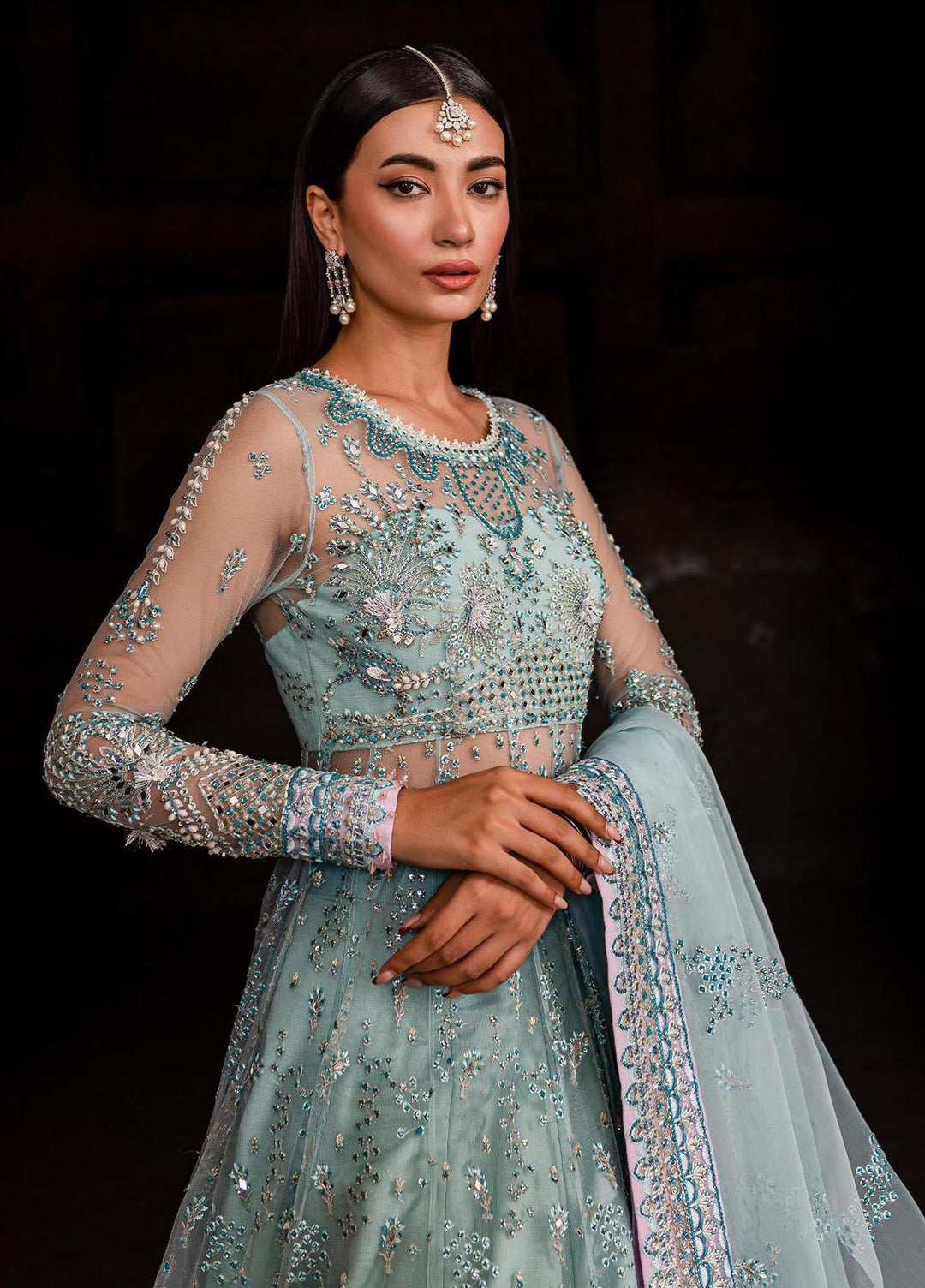 Reem By Zoya & Fatima Embroidered Net Suits Unstitched 3 Piece ZOF23R Myna  - Festive Collection