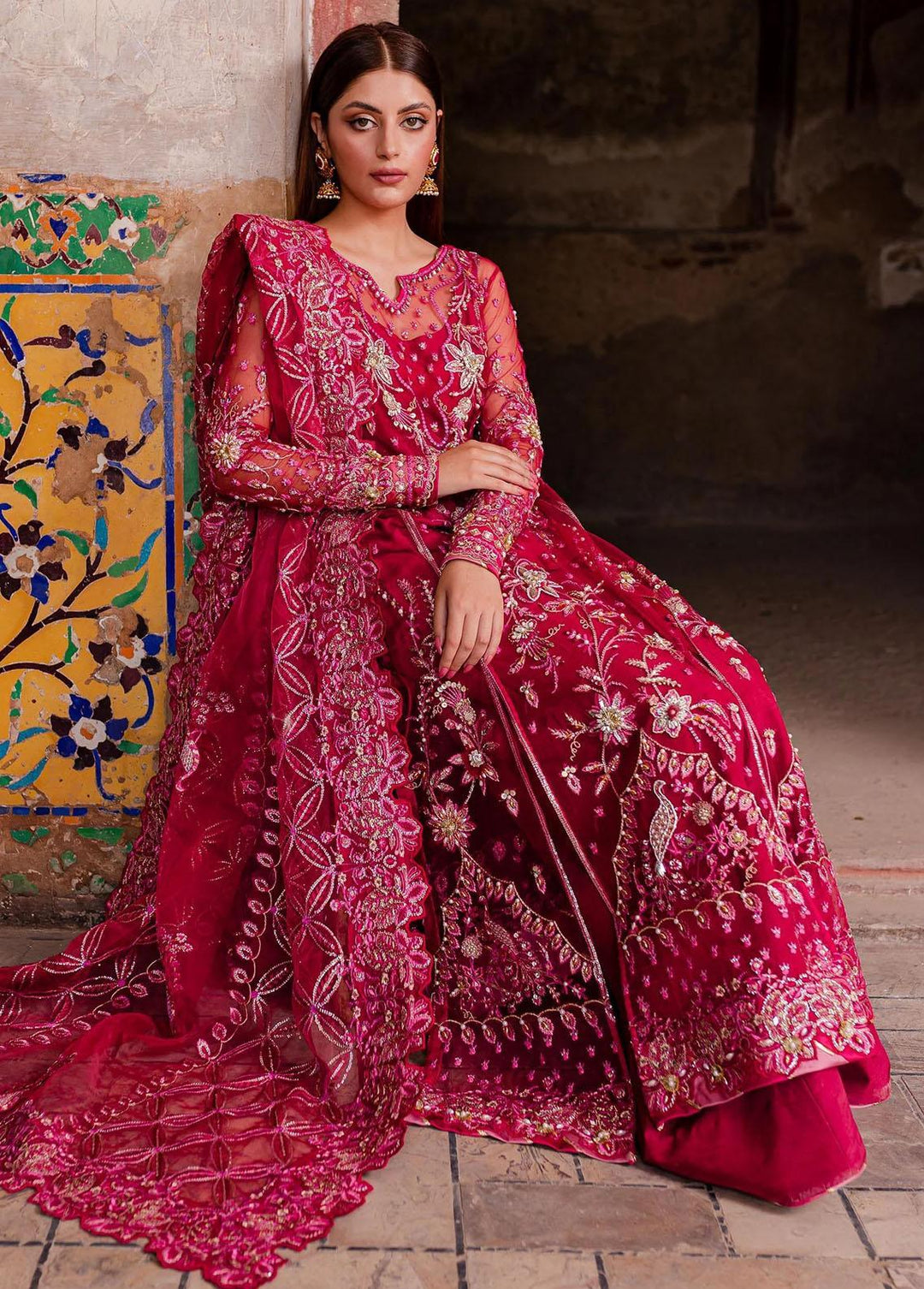 Reem By Zoya & Fatima Embroidered Net Suits Unstitched 3 Piece ZOF23R Resha - Festive Collection
