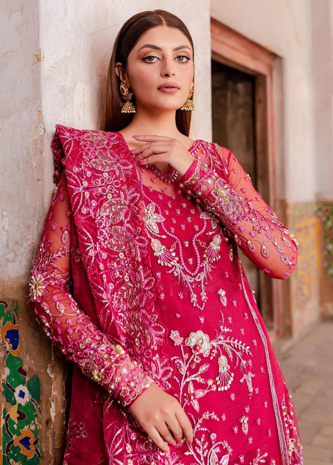 Reem By Zoya & Fatima Embroidered Net Suits Unstitched 3 Piece ZOF23R Resha - Festive Collection
