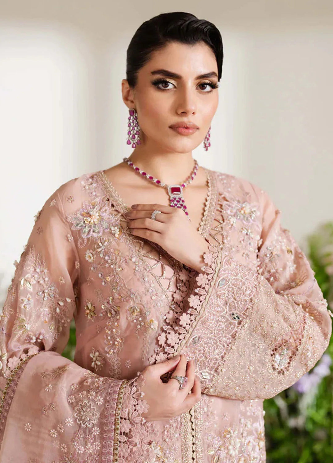 Reem By Zoya And Fatima Embroidered Organza Suit Unstitched 3 Piece ZOF24R Naila - Formal Collection