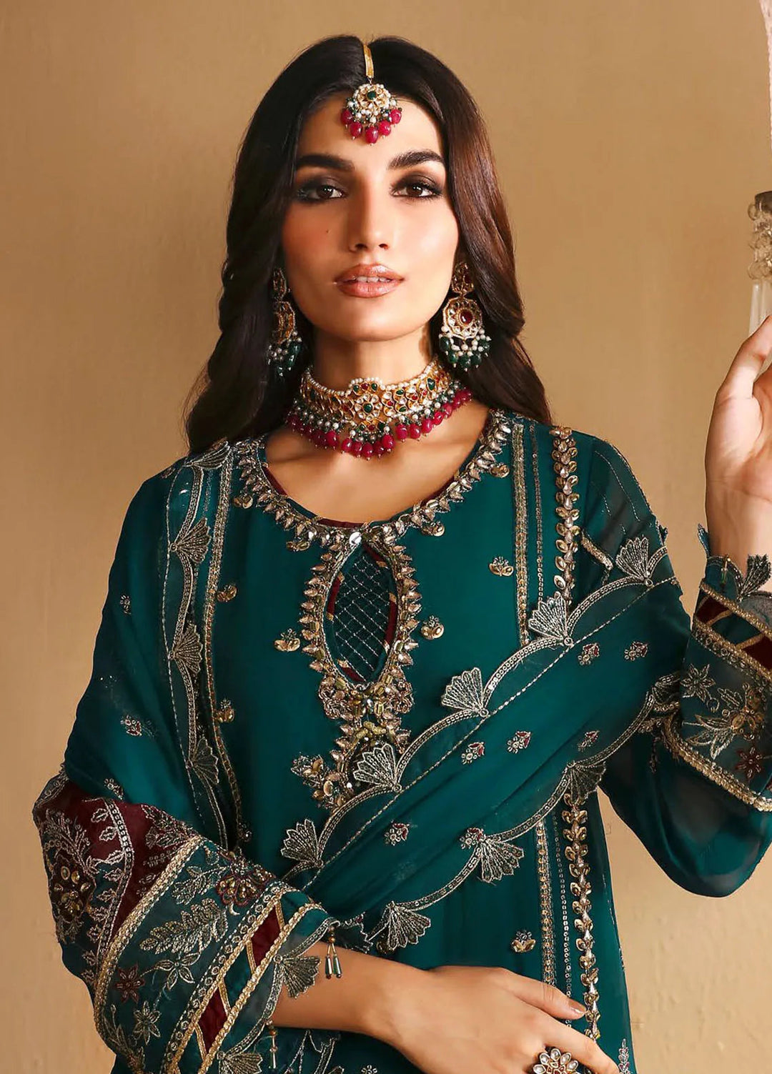 Reena By Alizeh Embroidered Chiffon Suit Unstitched 3 Piece AFB24RW D-04 Khiva - Formal Collection