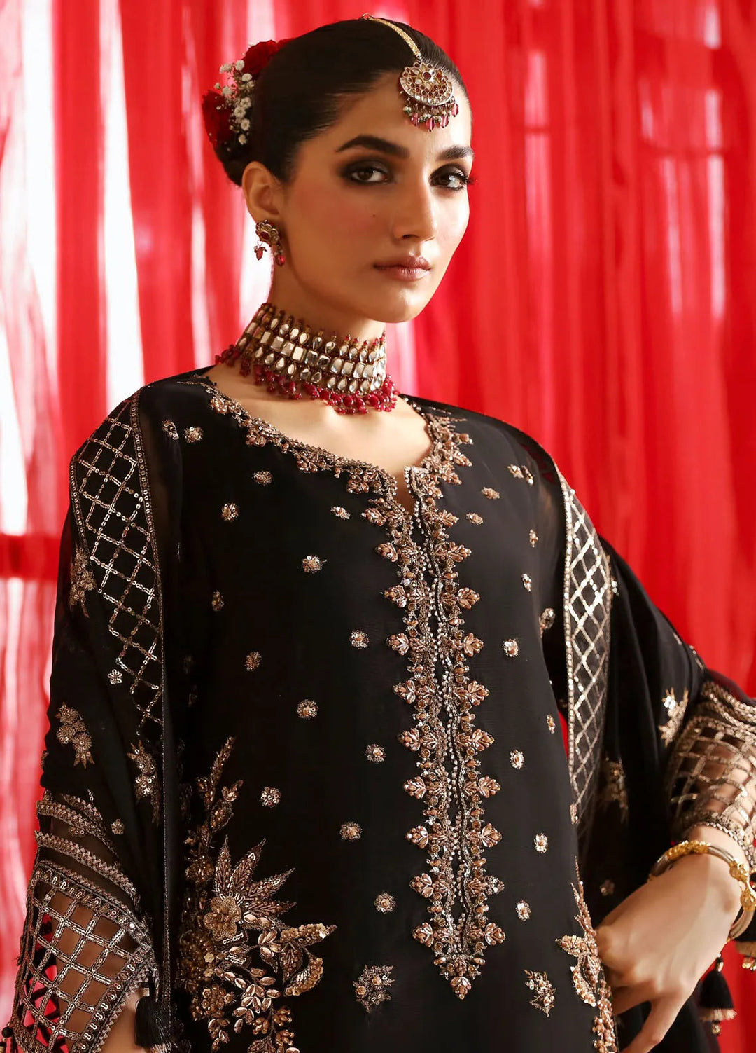 Reena By Alizeh Embroidered Chiffon Suit Unstitched 3 Piece AFB24RW D-06 Naina - Formal Collection
