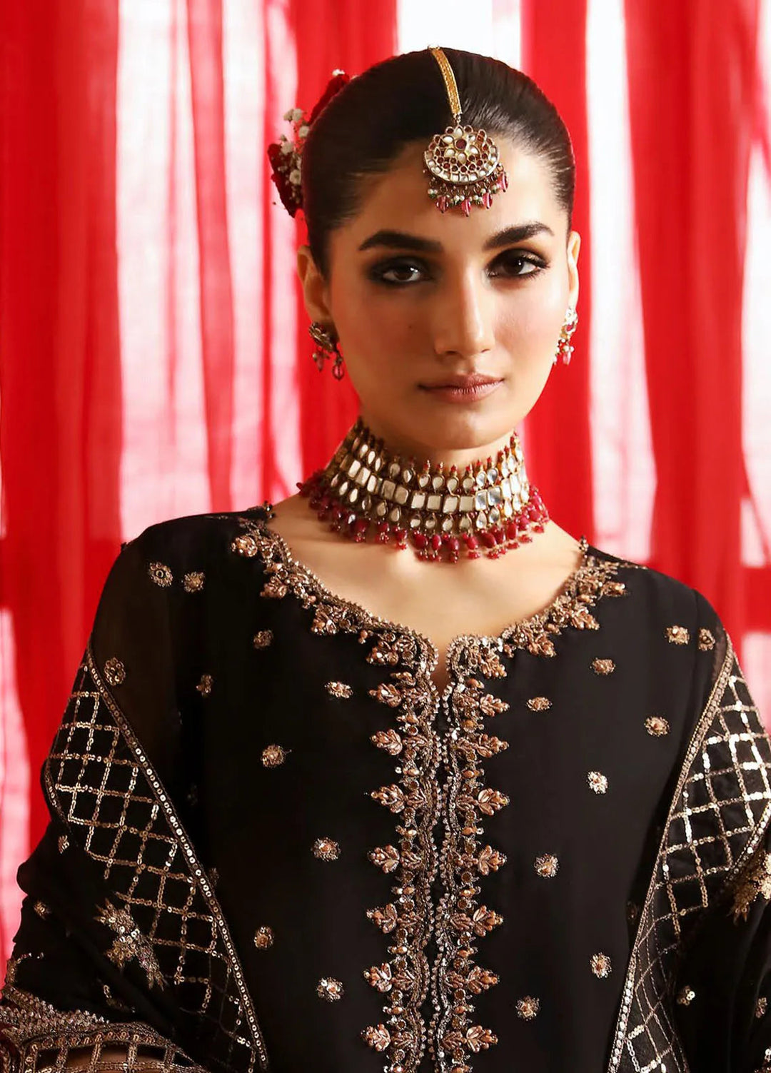 Reena By Alizeh Embroidered Chiffon Suit Unstitched 3 Piece AFB24RW D-06 Naina - Formal Collection