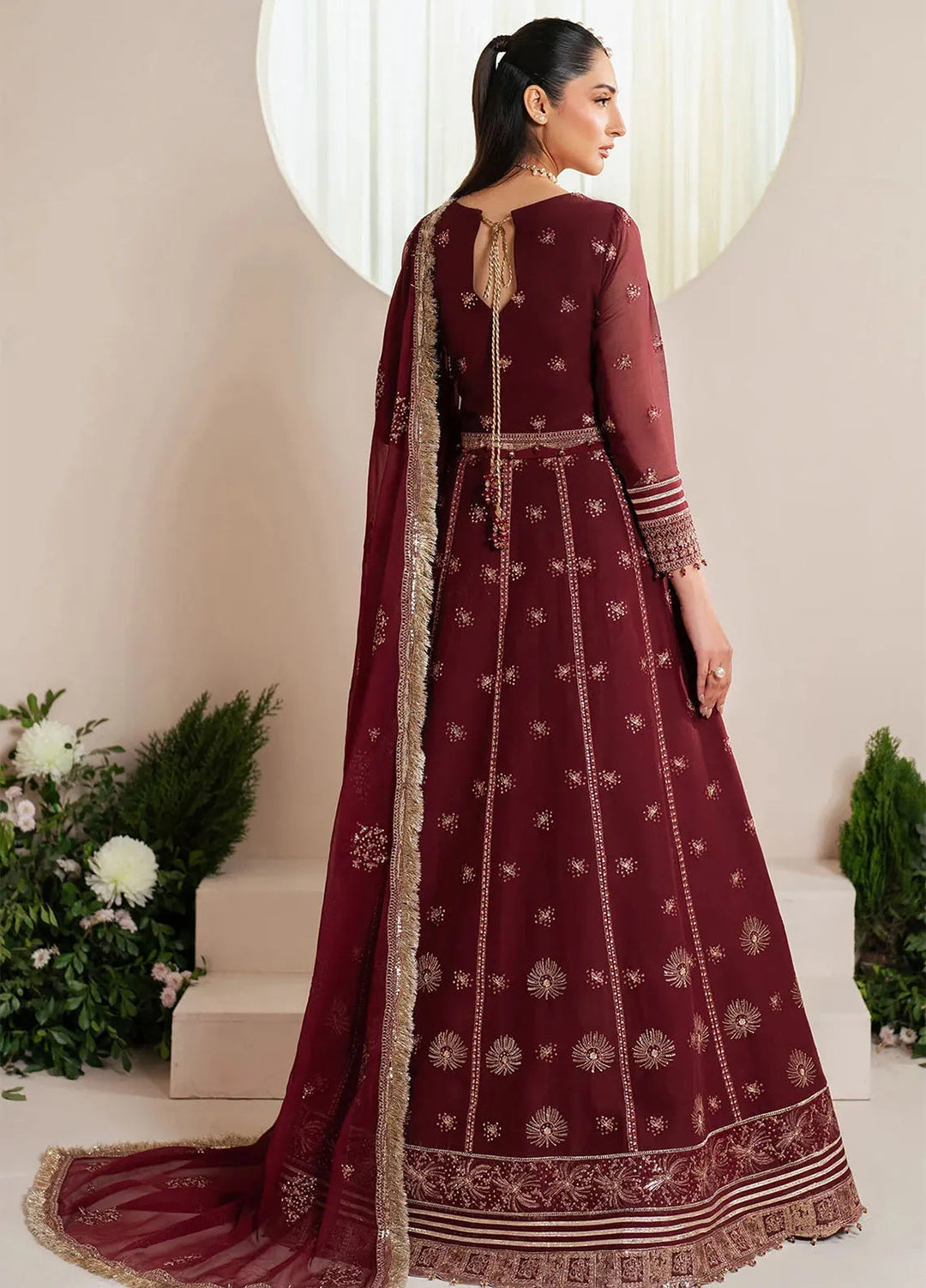 Reena by Alizeh Fashion Embroidered Chiffon Suit Unstitched 3 Piece AFB25RE D-4029 Empress - Formals Collection