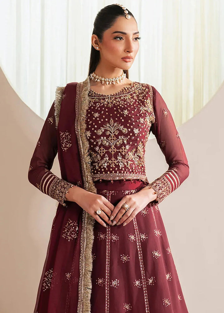 Reena by Alizeh Fashion Embroidered Chiffon Suit Unstitched 3 Piece AFB25RE D-4029 Empress - Formals Collection