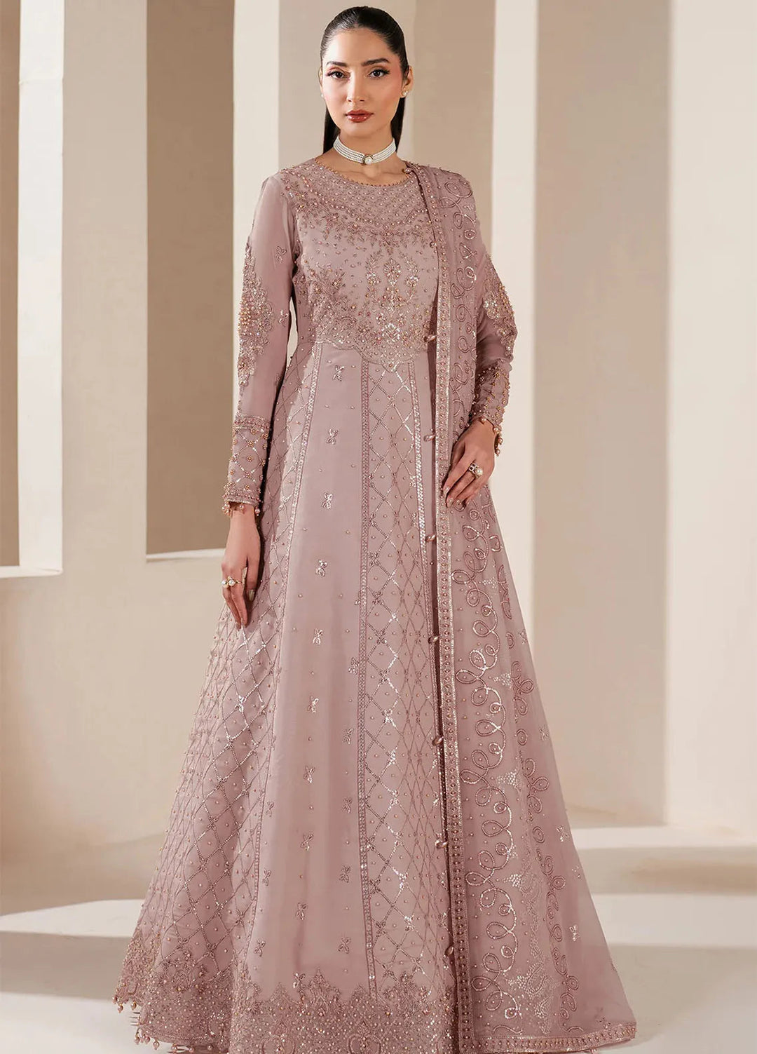 Reena by Alizeh Fashion Embroidered Chiffon Suit Unstitched 3 Piece AFB25RE D-4031 Saffron - Formals Collection