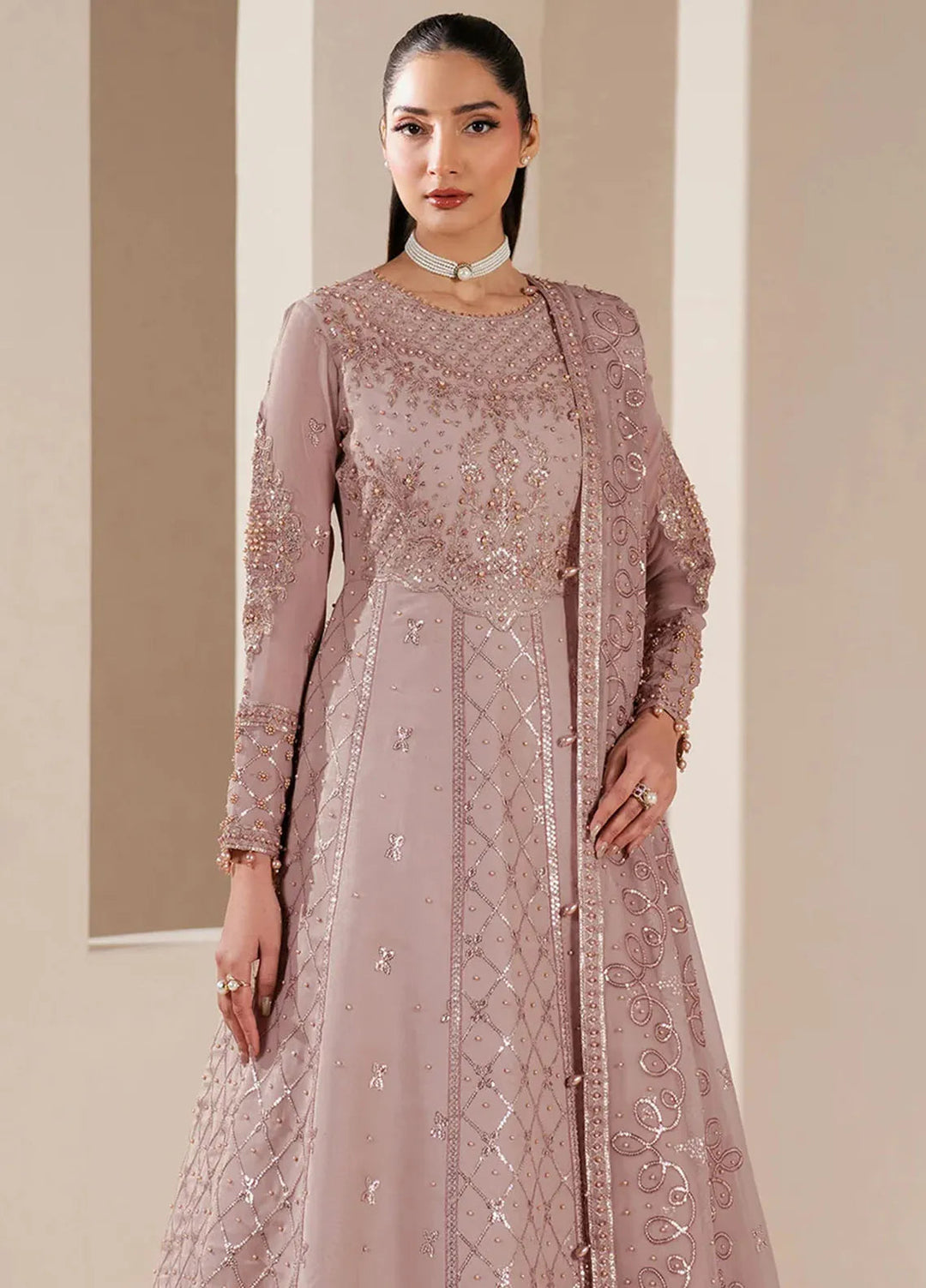 Reena by Alizeh Fashion Embroidered Chiffon Suit Unstitched 3 Piece AFB25RE D-4031 Saffron - Formals Collection
