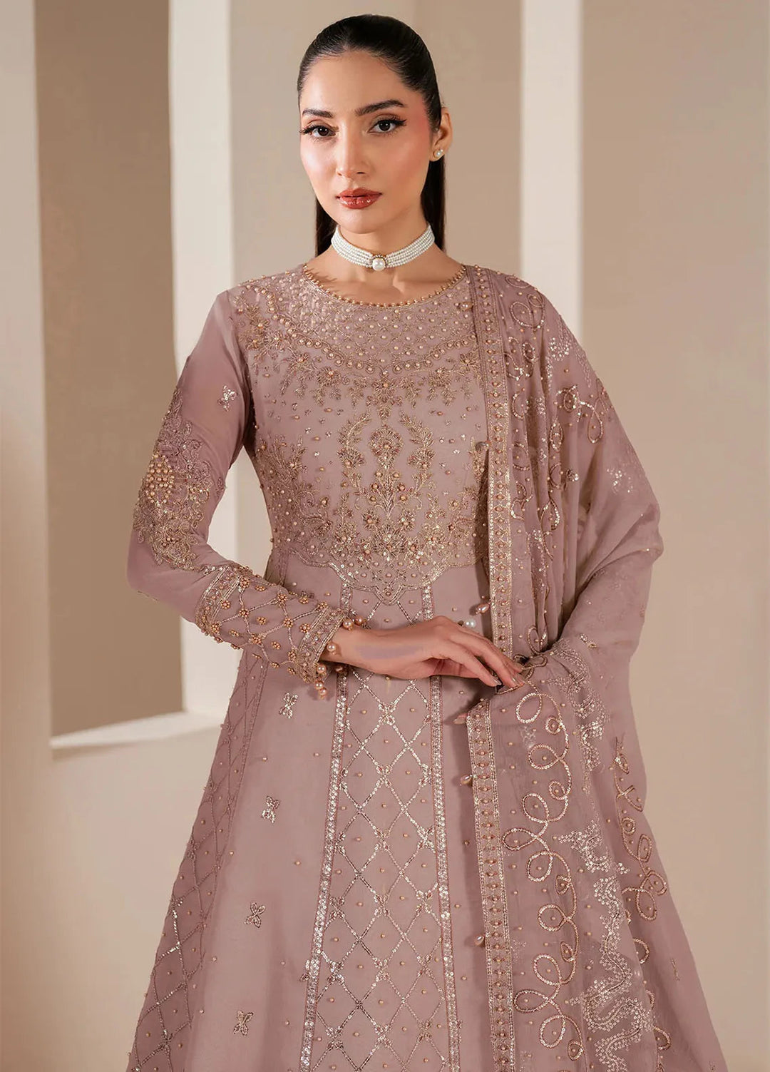 Reena by Alizeh Fashion Embroidered Chiffon Suit Unstitched 3 Piece AFB25RE D-4031 Saffron - Formals Collection
