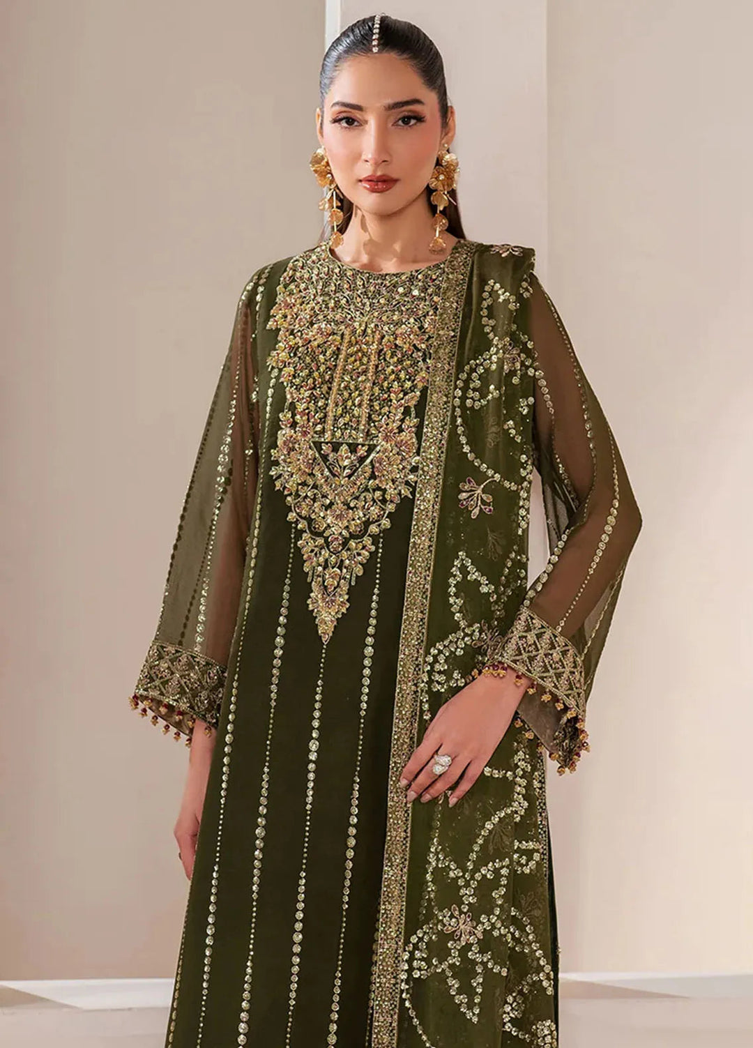 Reena by Alizeh Fashion Embroidered Chiffon Suit Unstitched 3 Piece AFB25RE D-4033 Olivia - Formals Collection