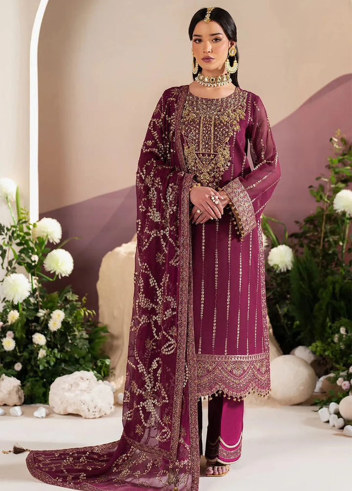 Reena by Alizeh Fashion Embroidered Chiffon Suit Unstitched 3 Piece AFB25RE D-4034 Dusk - Formals Collection