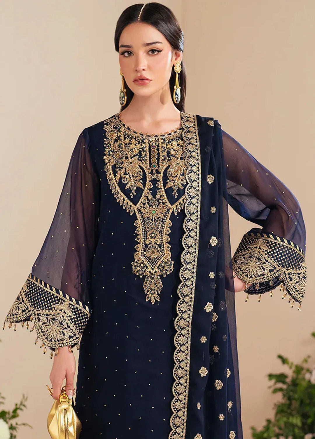 Reena by Alizeh Fashion Embroidered Chiffon Suit Unstitched 3 Piece AFB25RE D-4037 Erina - Formals Collection