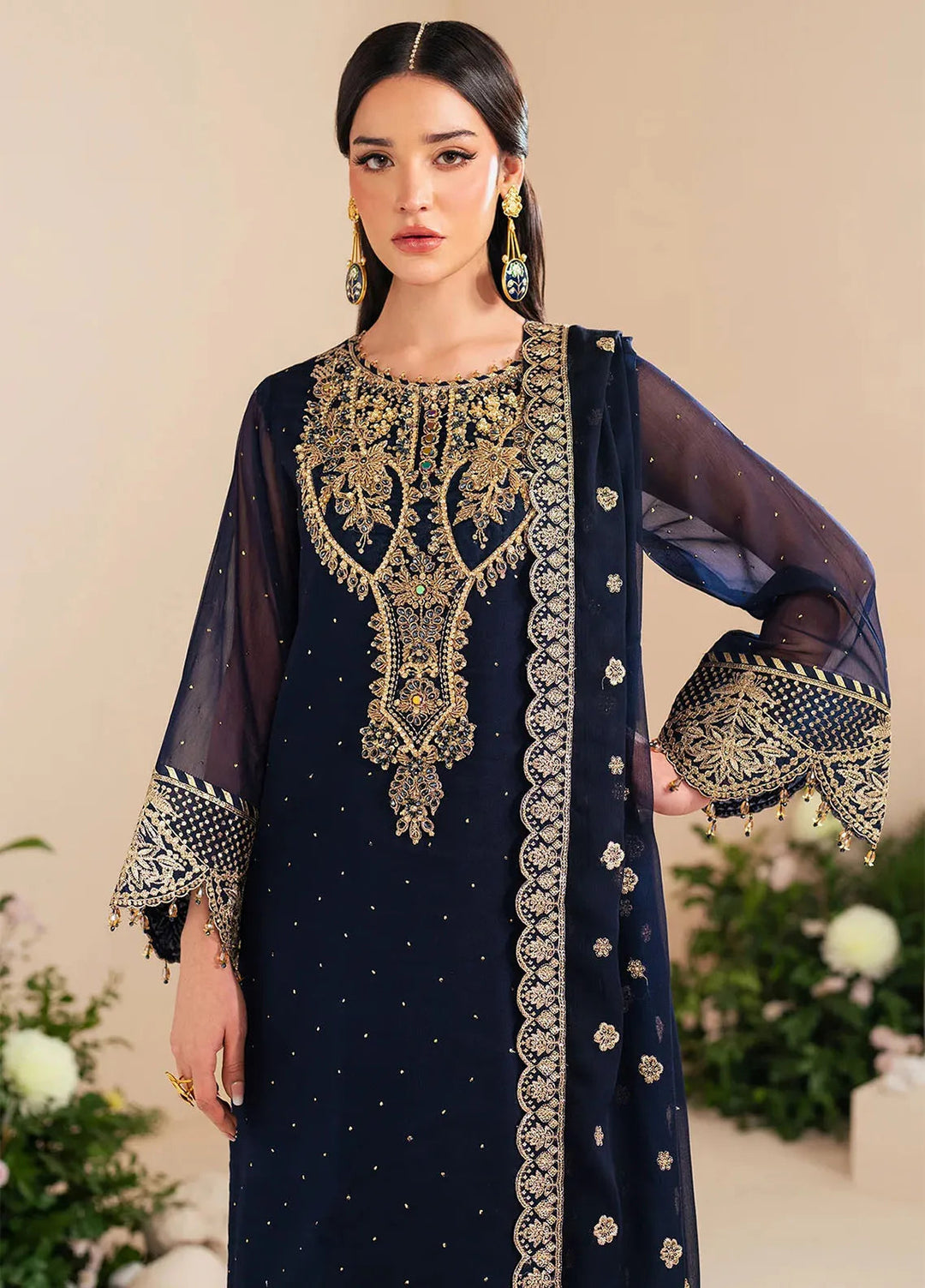 Reena by Alizeh Fashion Embroidered Chiffon Suit Unstitched 3 Piece AFB25RE D-4037 Erina - Formals Collection