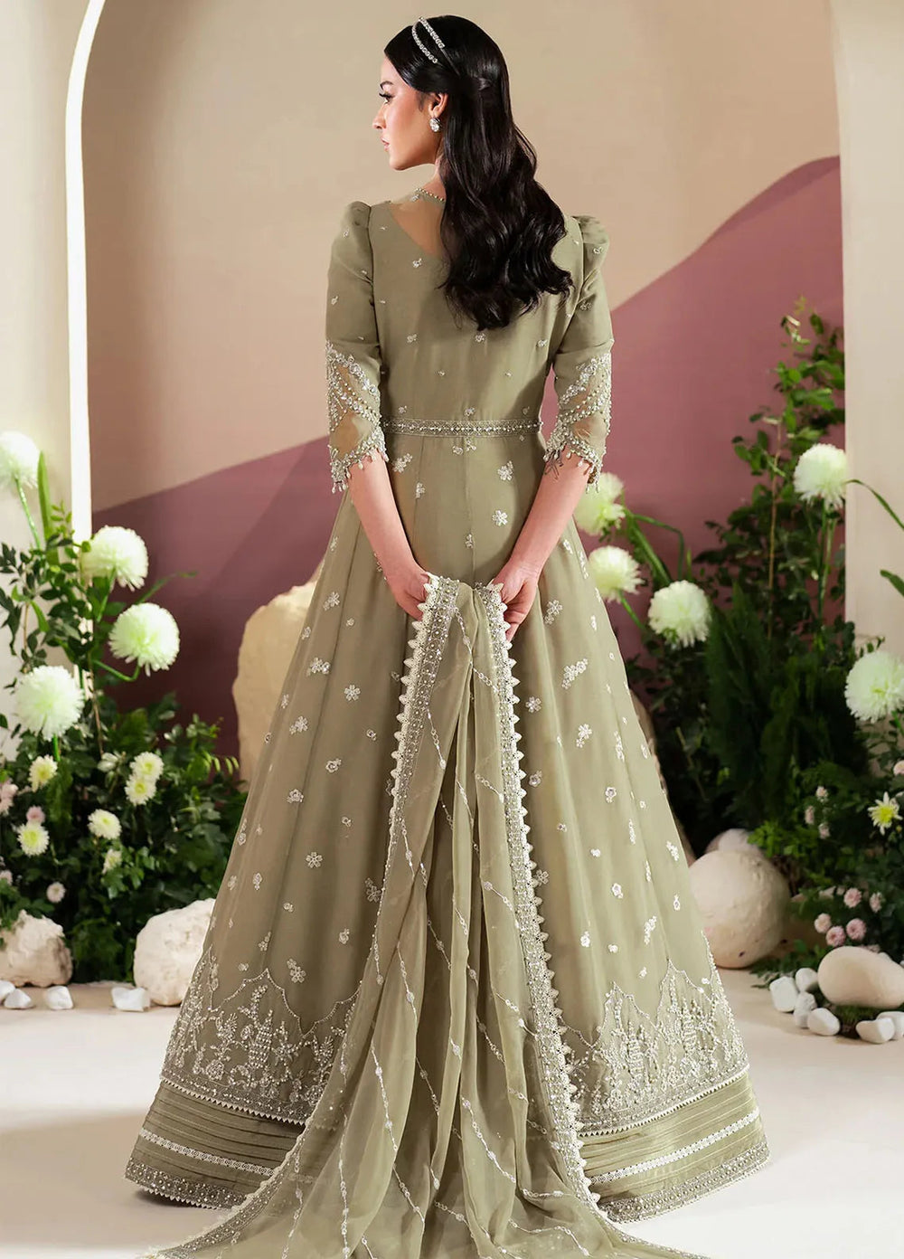 Reena by Alizeh Fashion Embroidered Chiffon Suit Unstitched 3 Piece AFB25RE D-4040 Tunic - Formals Collection