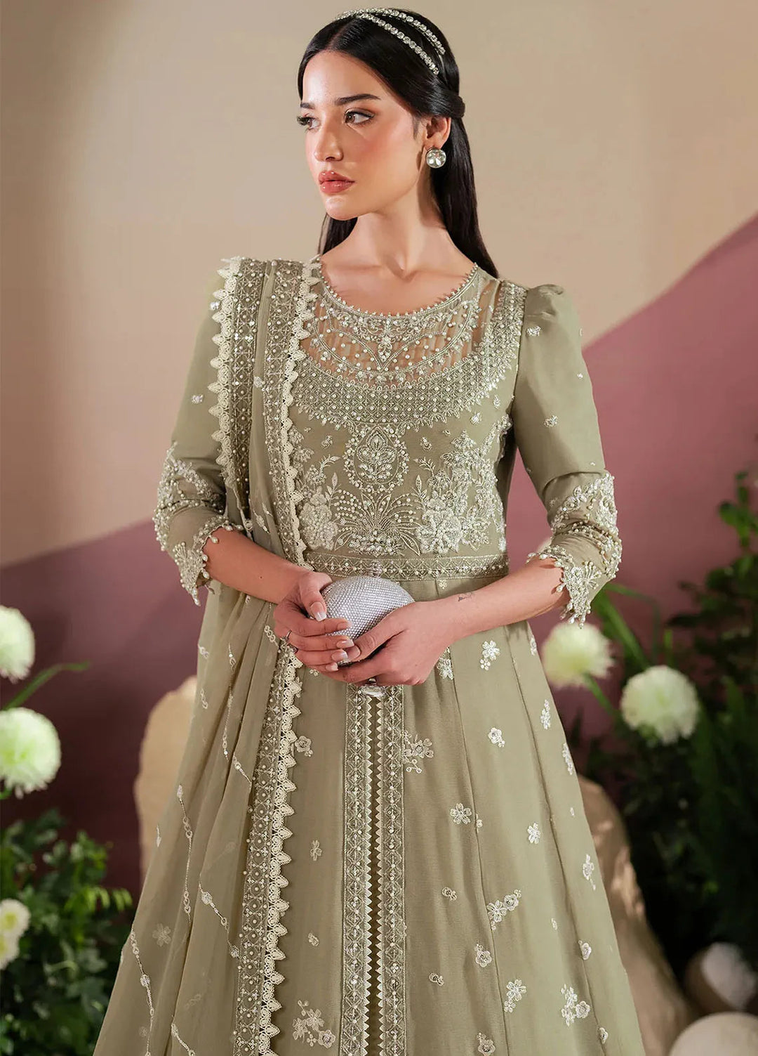 Reena by Alizeh Fashion Embroidered Chiffon Suit Unstitched 3 Piece AFB25RE D-4040 Tunic - Formals Collection