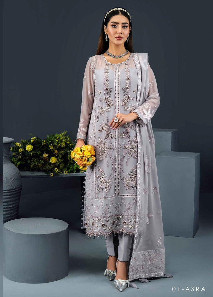 Reena By Alizeh Fashion Embroidered Chiffon Suits Unstitched 3 Piece AFB24R D-01 Asra - Luxury Collection