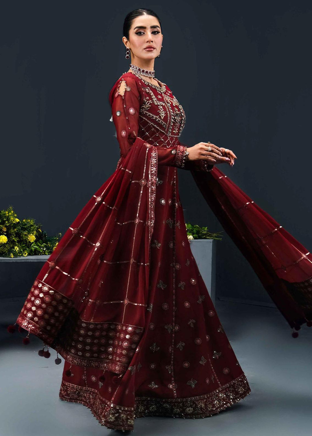 Reena By Alizeh Fashion Embroidered Chiffon Suits Unstitched 3 Piece AFB24R D-02 Aylin - Luxury Collection