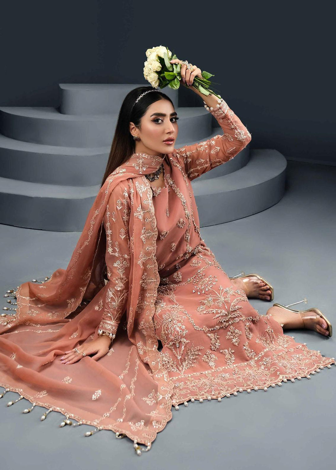 Reena By Alizeh Fashion Embroidered Chiffon Suits Unstitched 3 Piece AFB24R D-04 Isla - Luxury Collection