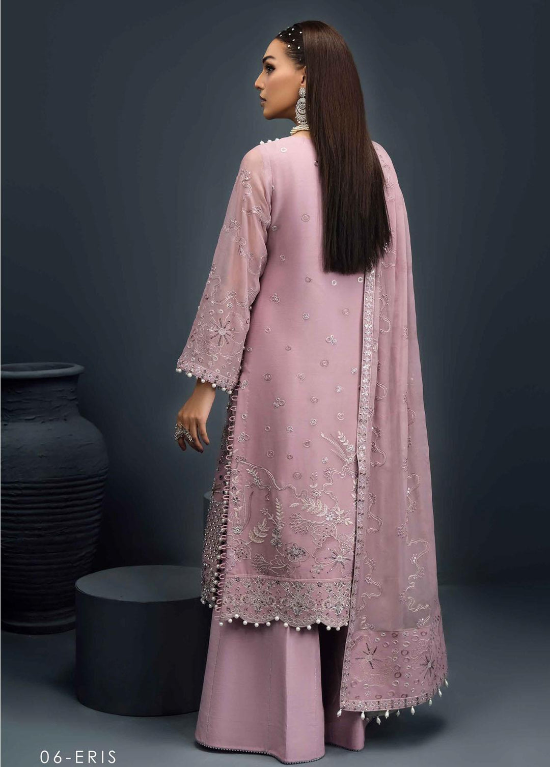 Reena By Alizeh Fashion Embroidered Chiffon Suits Unstitched 3 Piece AFB24R D-06 Eris - Luxury Collection