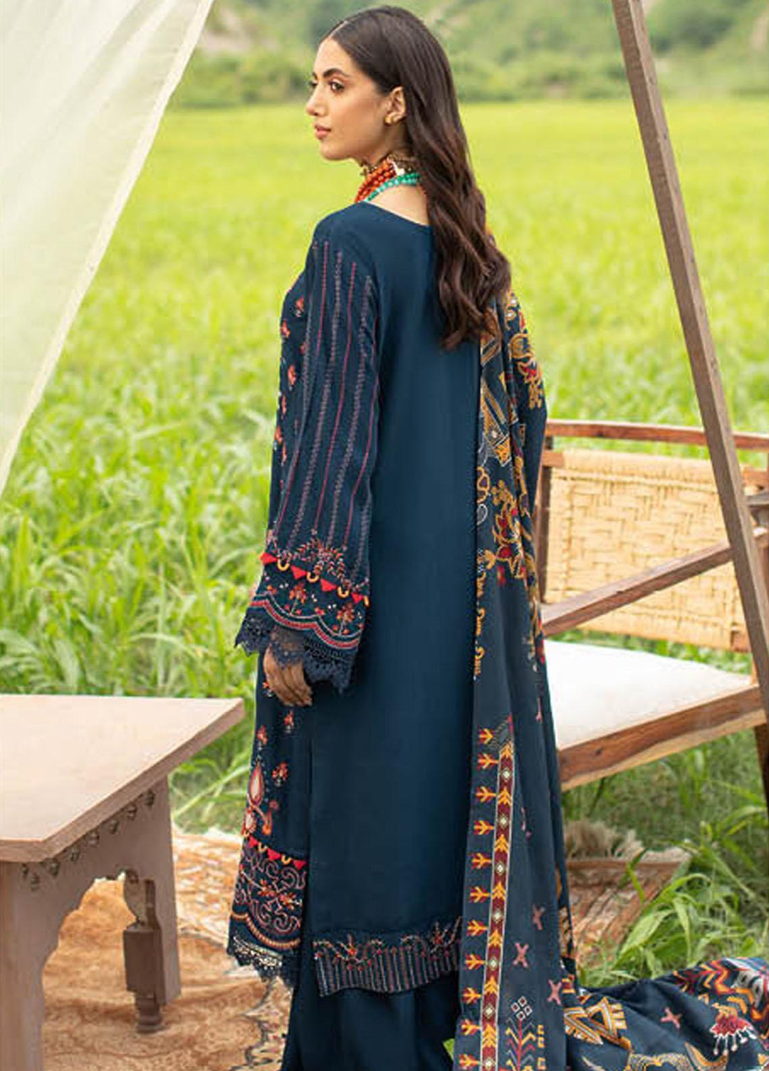 Reet By Ramsha Embroidered Karandi Suits Unstitched 3 Piece RSH22-R6 R-607 - Luxury Collection